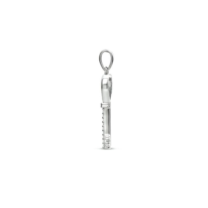 pendant key zirconia silver rhodium plated