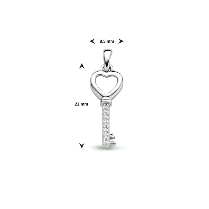 pendant key zirconia silver rhodium plated