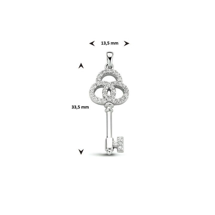 pendant key zirconia silver rhodium plated