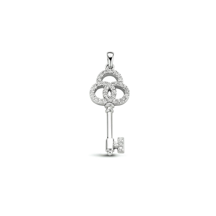 pendant key zirconia silver rhodium plated