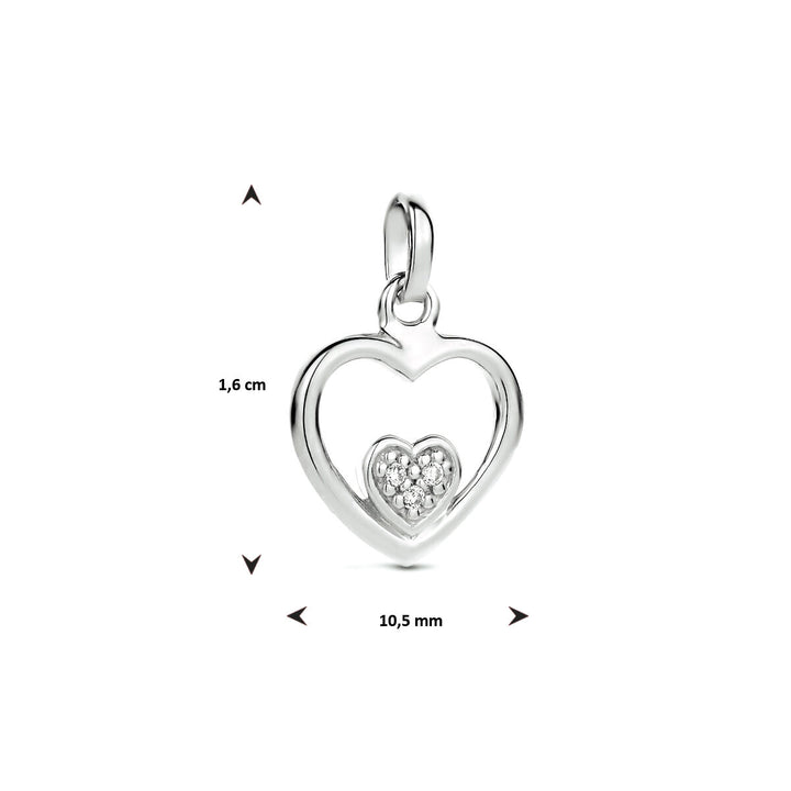 pendant heart zirconia silver rhodium plated