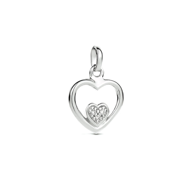 pendant heart zirconia silver rhodium plated