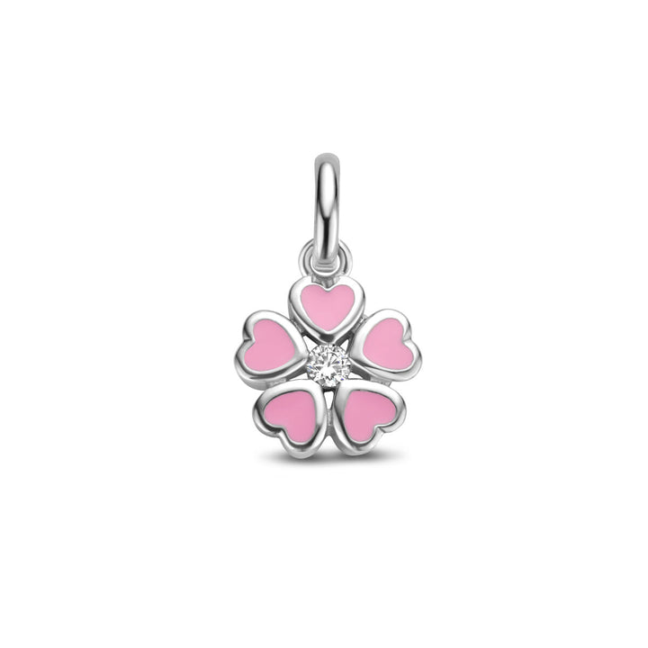 pendant flower zirconia silver rhodium plated