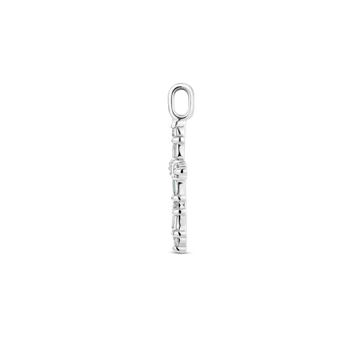 pendant cross zirconia silver rhodium plated