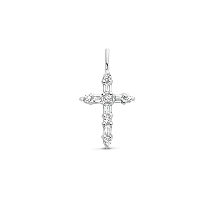 pendant cross zirconia silver rhodium plated