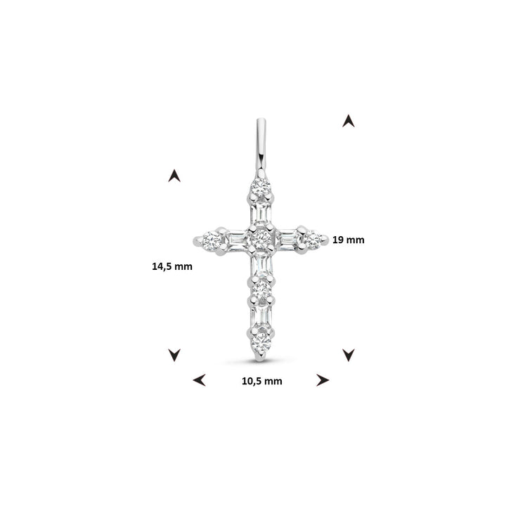 pendant cross zirconia silver rhodium plated