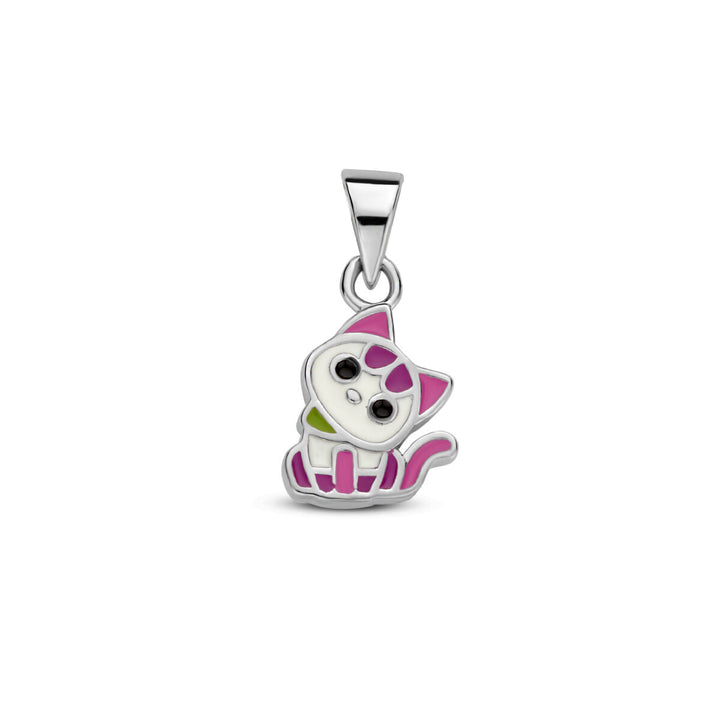 pendant cat silver rhodium plated