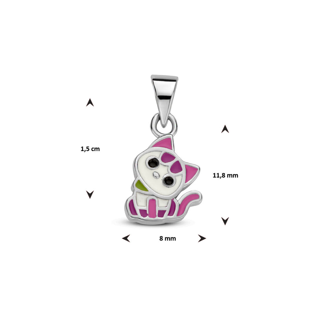 pendant cat silver rhodium plated
