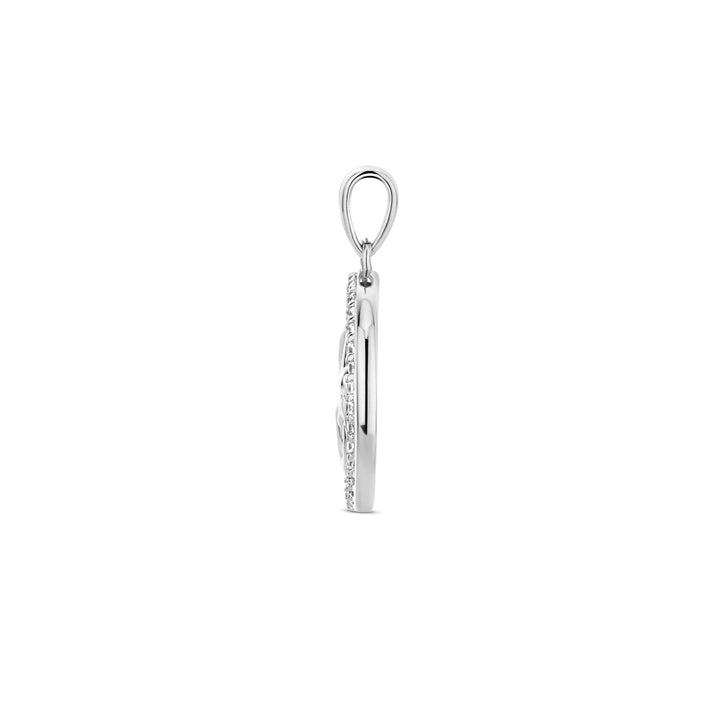 pendant mother and child zirconia silver rhodium plated