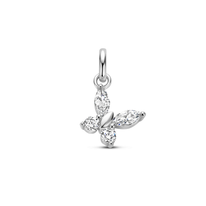 pendant butterfly zirconia silver rhodium plated