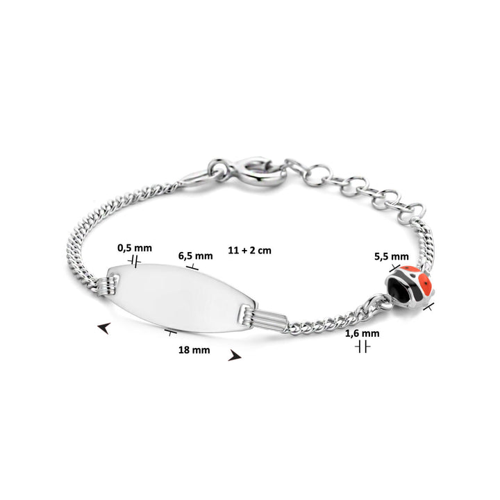 engraving bracelet ladybug plate 6.5 mm 11 + 2 cm silver rhodium plated