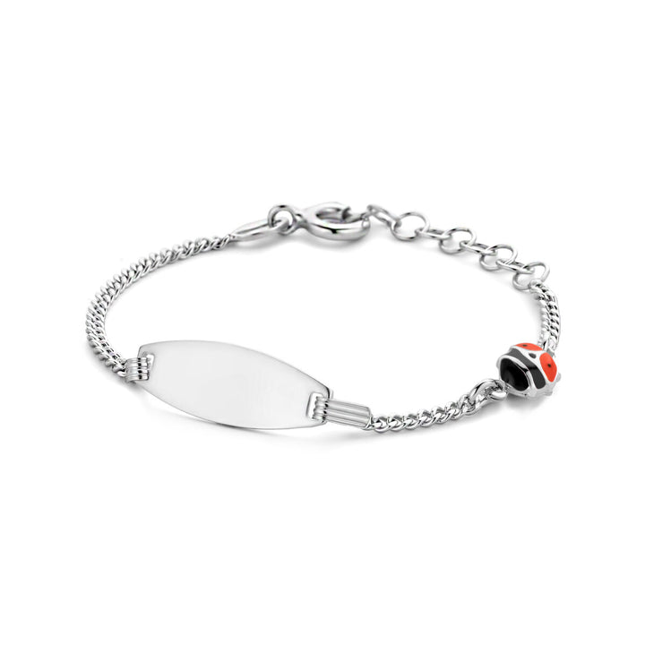 engraving bracelet ladybug plate 6.5 mm 11 + 2 cm silver rhodium plated