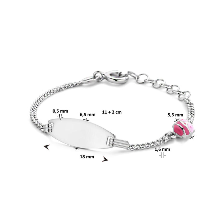 engraving bracelet ladybug plate 6.5 mm 11 + 2 cm silver rhodium plated