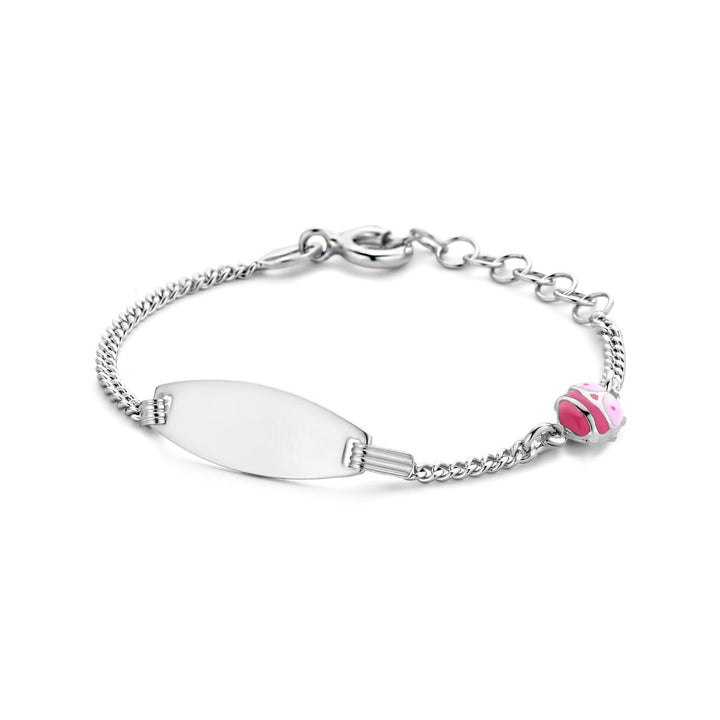 engraving bracelet ladybug plate 6.5 mm 11 + 2 cm silver rhodium plated