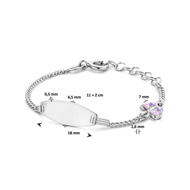 engraving bracelet butterfly plate 6.5 mm 11 + 2 cm silver rhodium plated