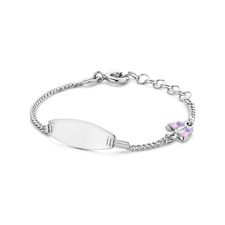 engraving bracelet butterfly plate 6.5 mm 11 + 2 cm silver rhodium plated