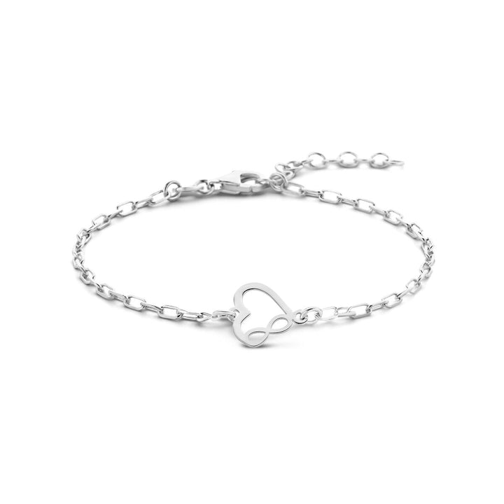 bracelet heart and infinity 16 + 3 cm silver rhodium plated