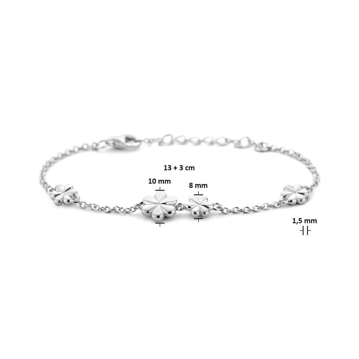 bracelet flowers 13 + 3 cm silver rhodium plated