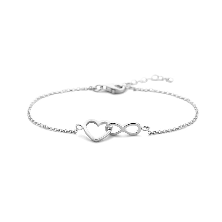 bracelet heart and infinity 16 + 3 cm silver rhodium plated