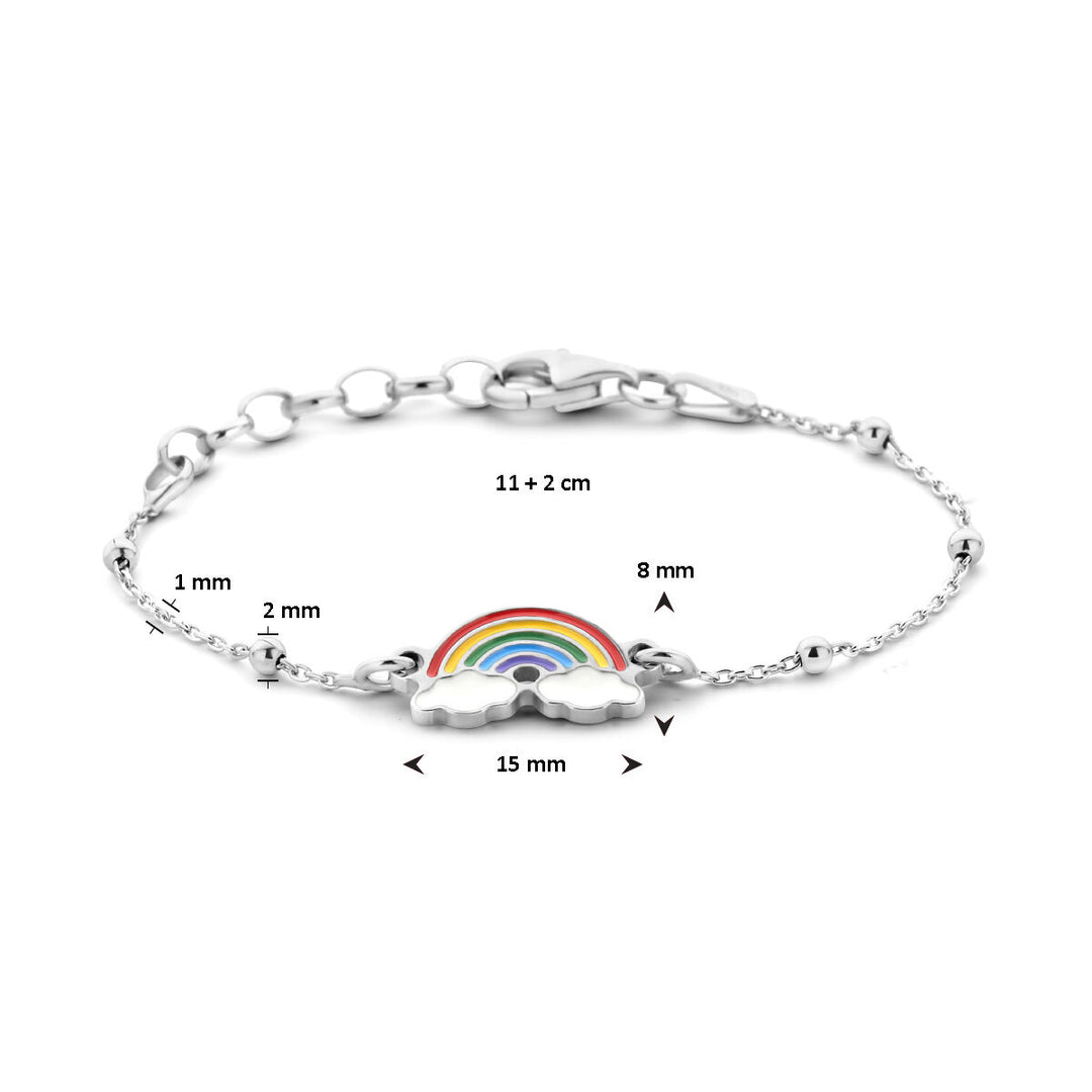 armband regenboog 1,0 mm 11 + 2 cm zilver gerhodineerd