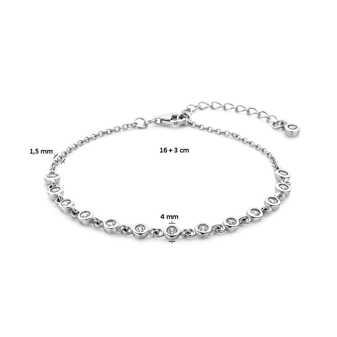 bracelet zirconia 16 + 3 cm silver rhodium plated