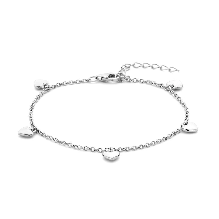 bracelet hearts 13 + 3 cm silver rhodium plated