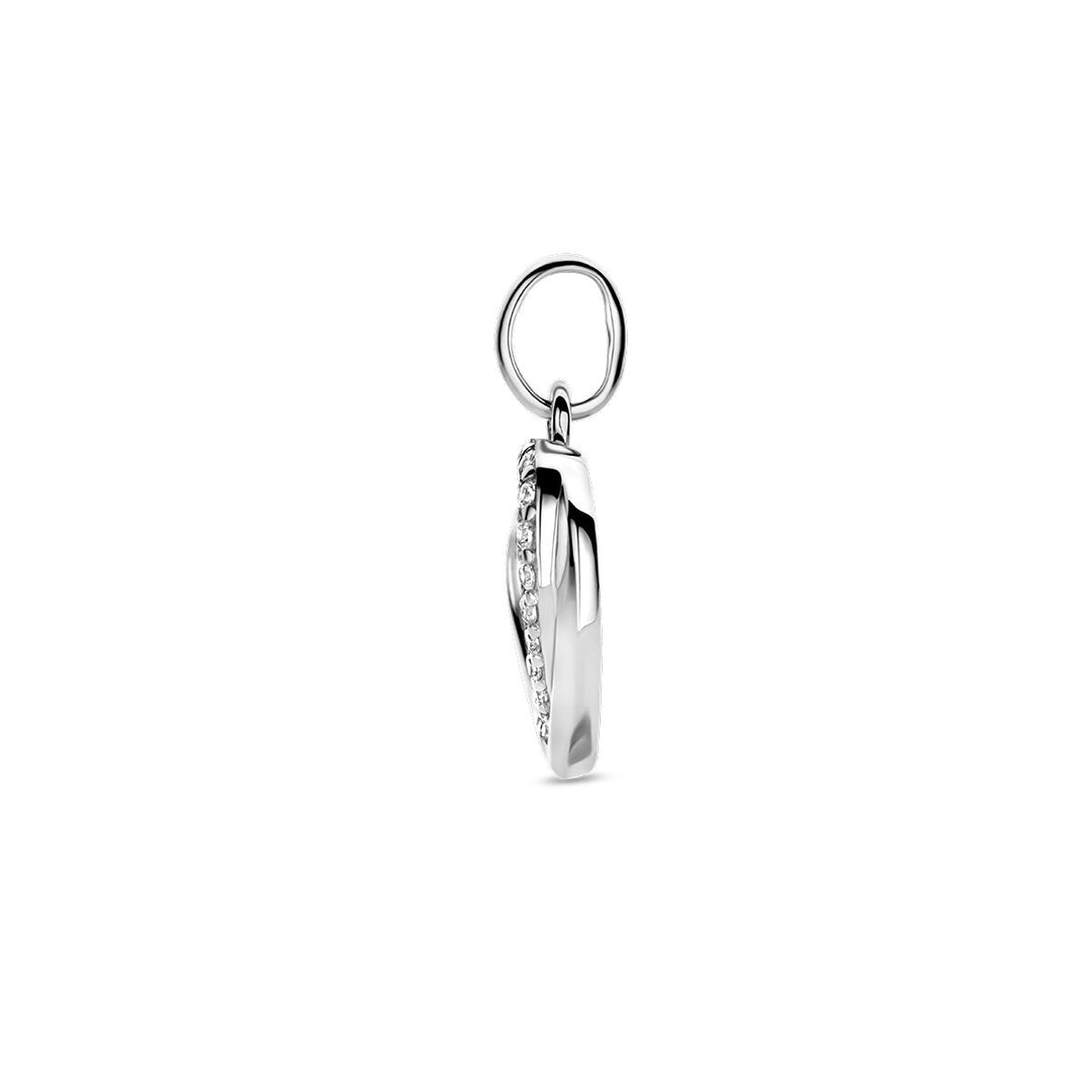 pendant heart zirconia silver rhodium plated