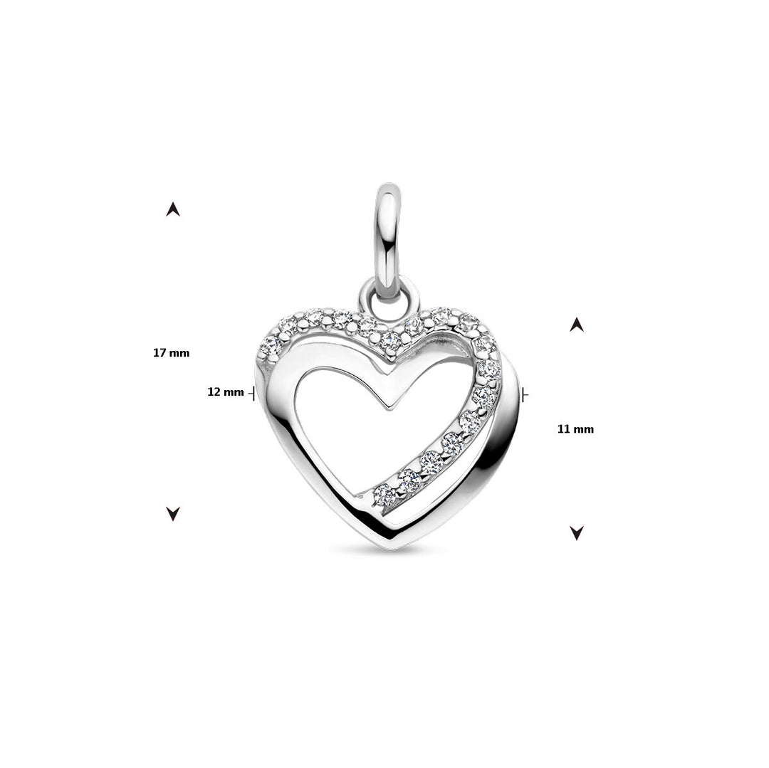 pendant heart zirconia silver rhodium plated
