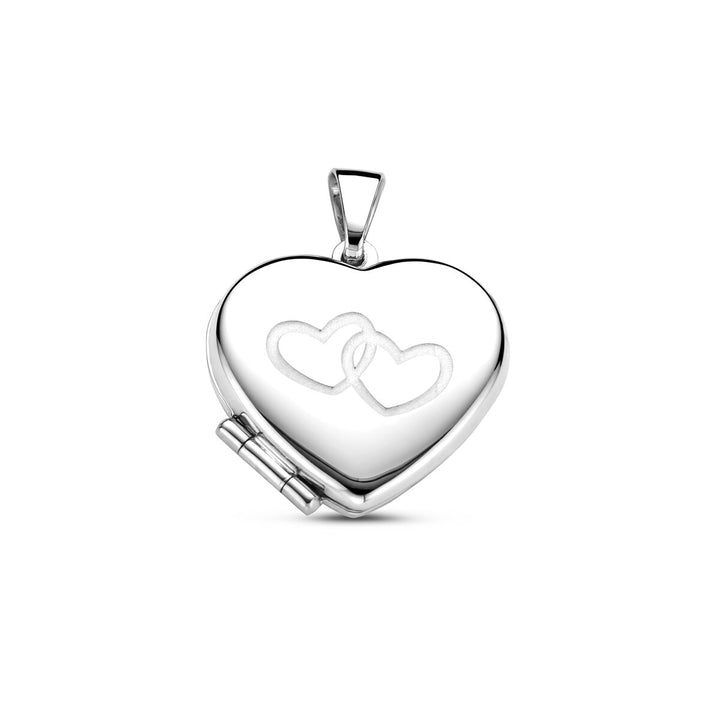 medallion heart poly/matt silver rhodium plated