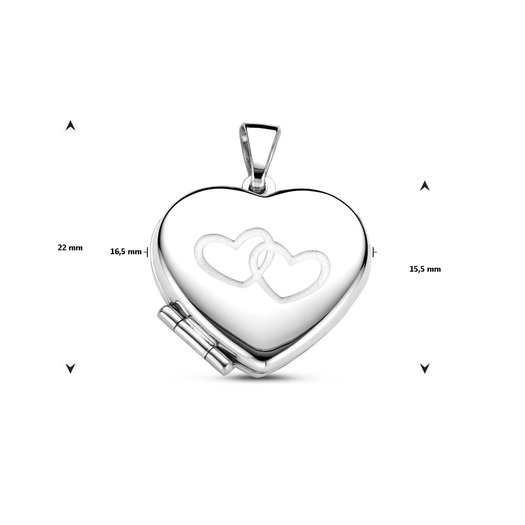 medallion heart poly/matt silver rhodium plated