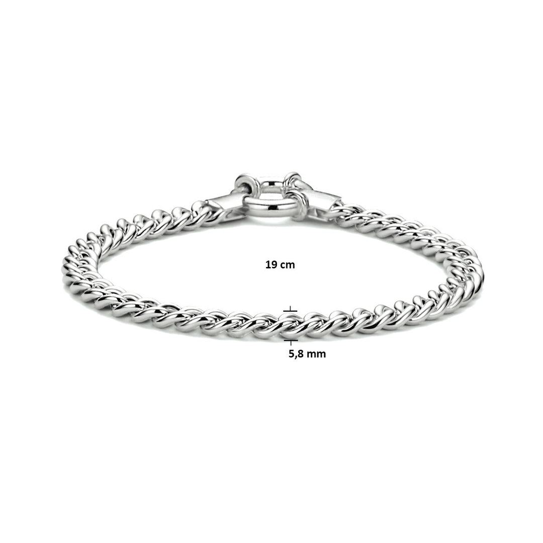 bracelet gourmette 5.8 mm 19 cm with large spring clasp silver rhodium plated