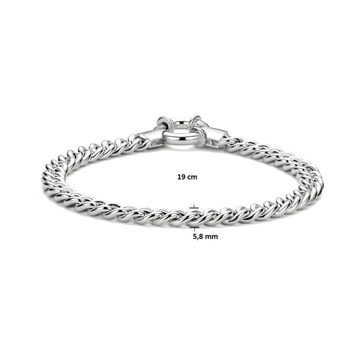 bracelet gourmette 5.8 mm 19 cm with large spring clasp silver rhodium plated