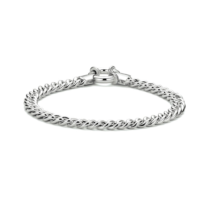 bracelet gourmette 5.8 mm 19 cm with large spring clasp silver rhodium plated