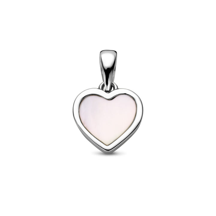 pendant mother of pearl heart silver rhodium plated