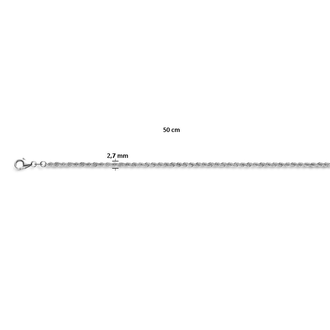 cord solid 2.7 mm silver rhodium plated