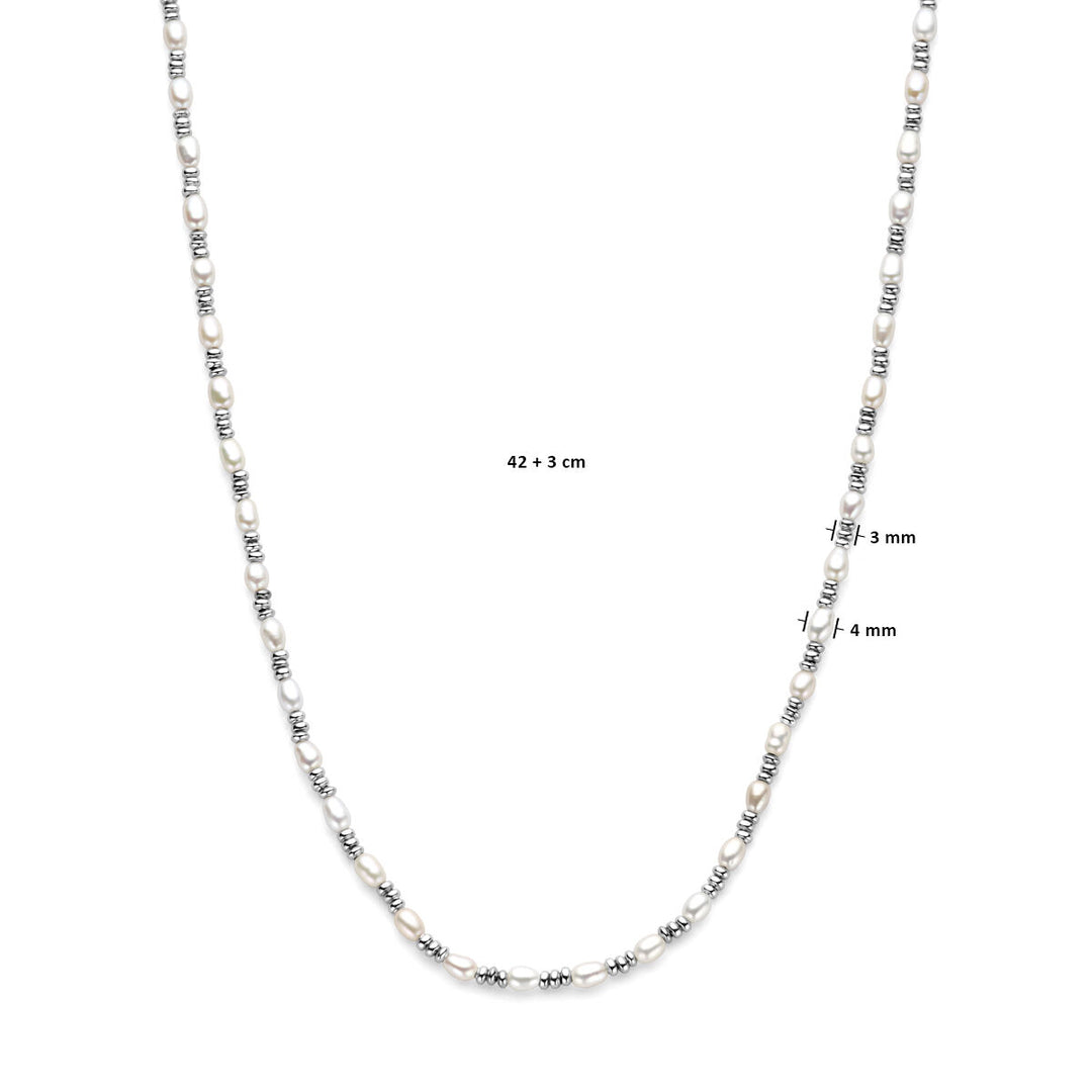 necklace pearls silver rhodium plated