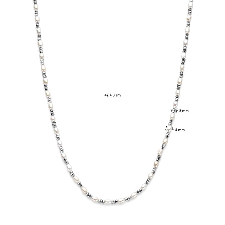 necklace pearls silver rhodium plated