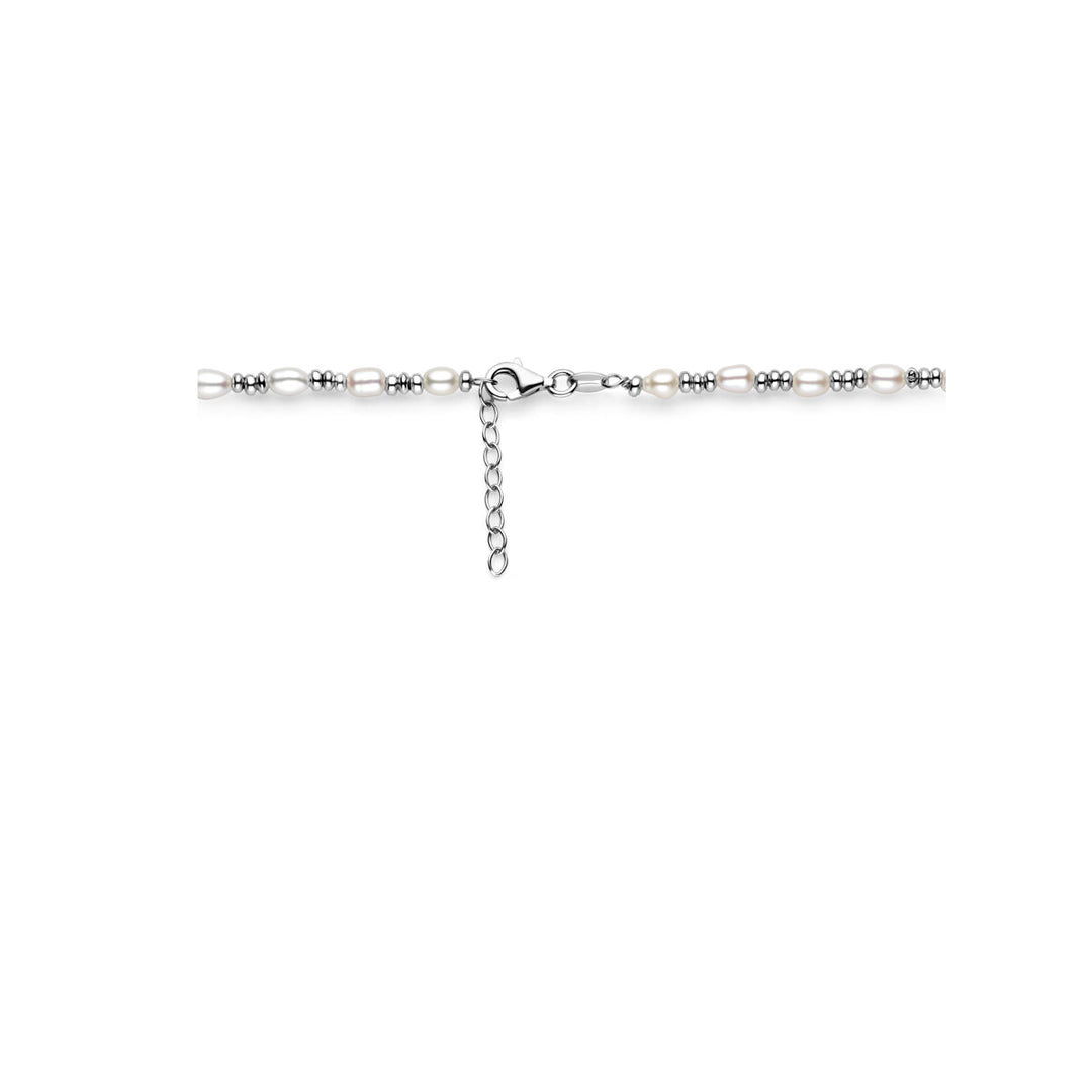 necklace pearls silver rhodium plated