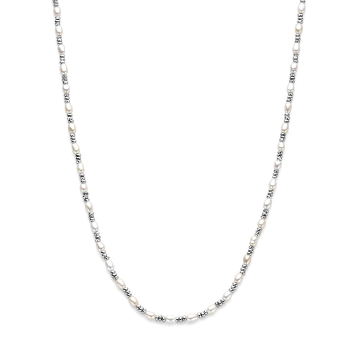 necklace pearls silver rhodium plated