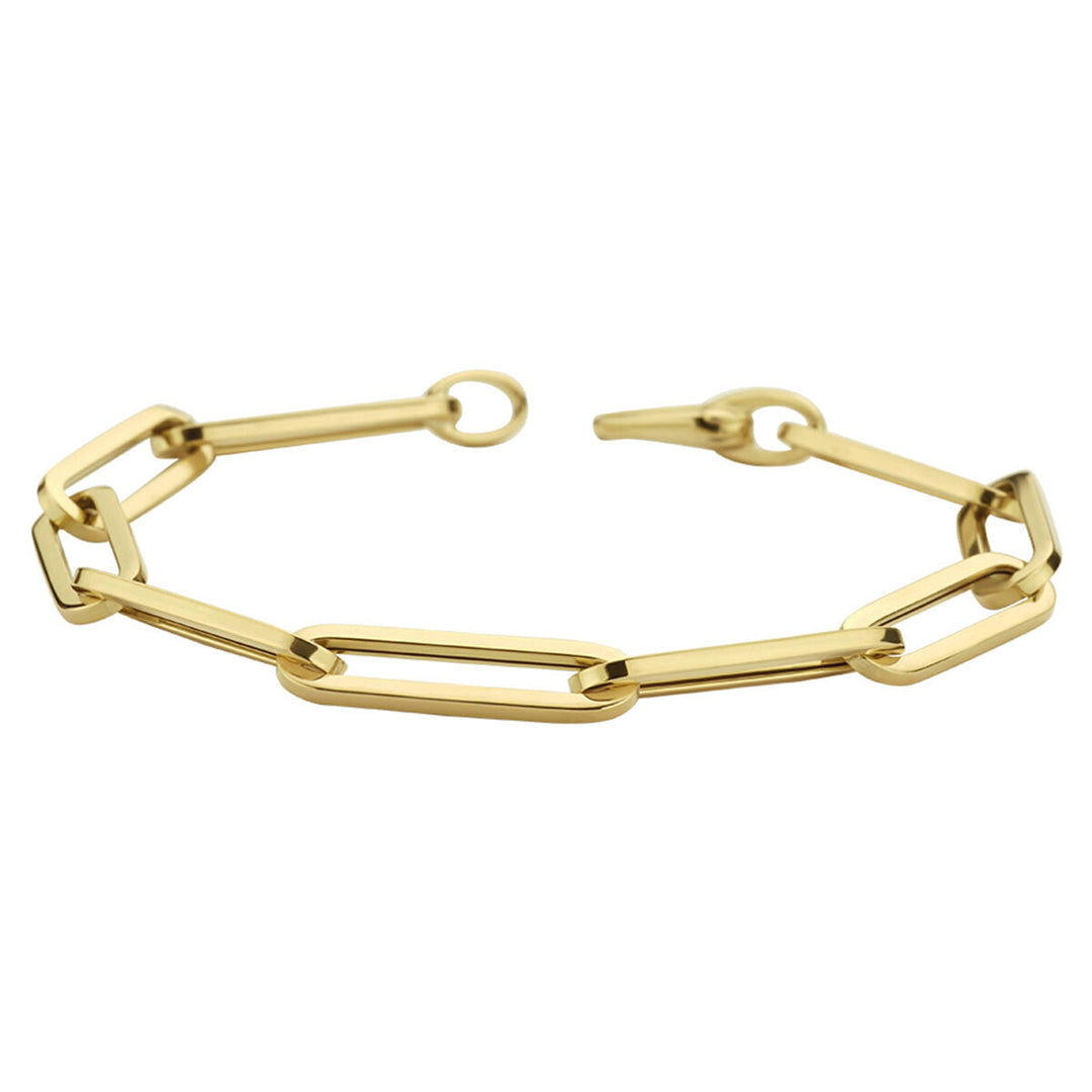 Gold bracelet ladies paper clip square tube 14K