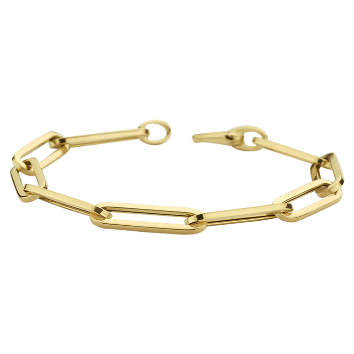 Gold bracelet ladies paper clip square tube 14K