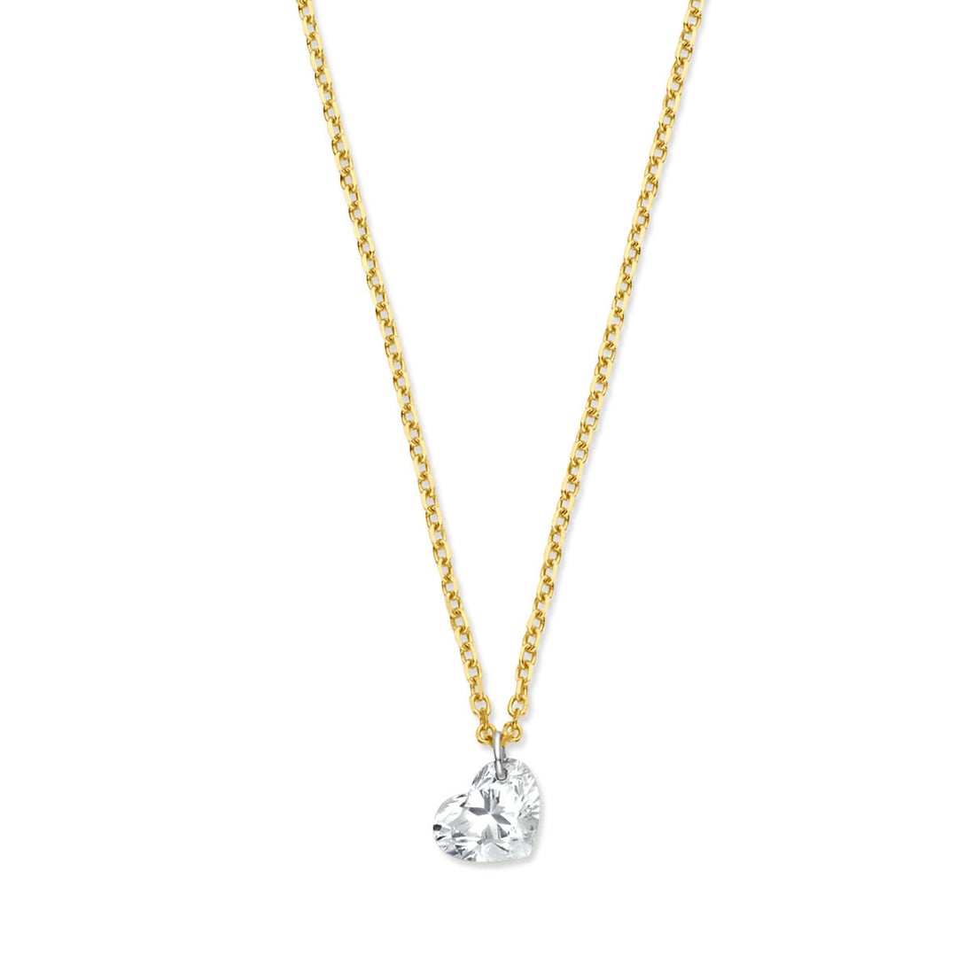necklace heart diamond 40 – 42 – 44 cm 0.20ct g si 18K yellow gold