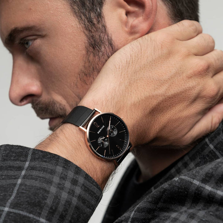 Bering heren horloge zwarte wijzerplaat - 14240-163
