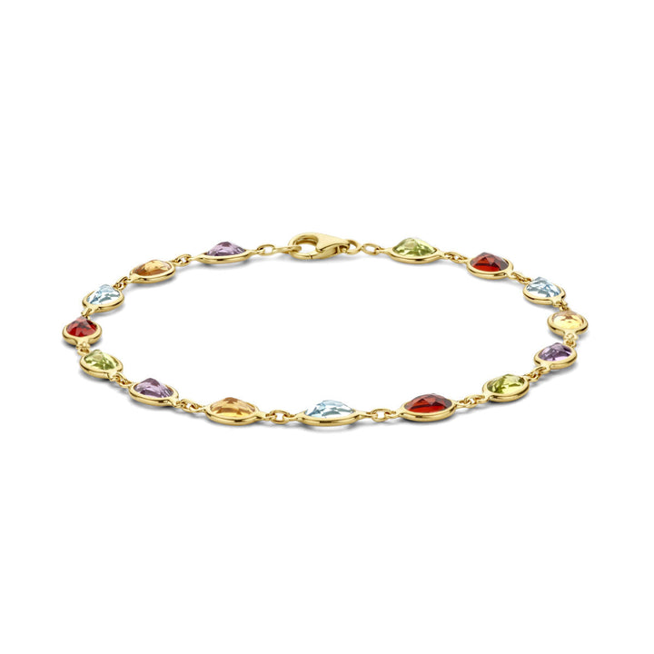Gold bracelet ladies natural color stones 14K