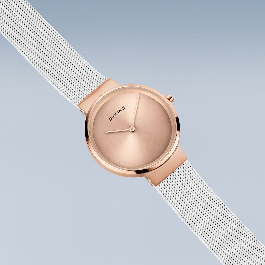 bering dames horloge roségouden wijzerplaat - 14531-266