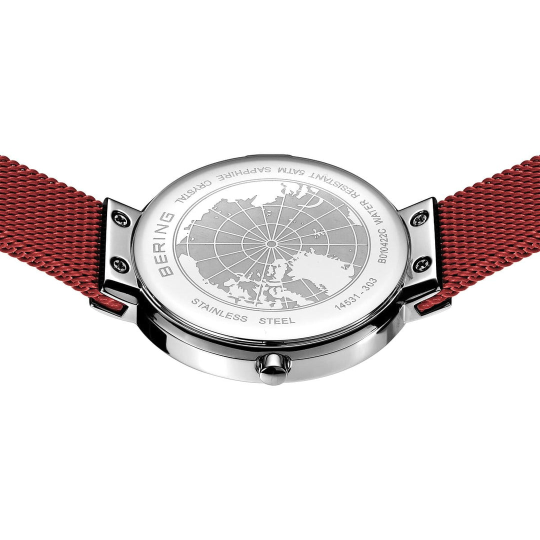 Bering dames horloge rode wijzerplaat - 14531-303