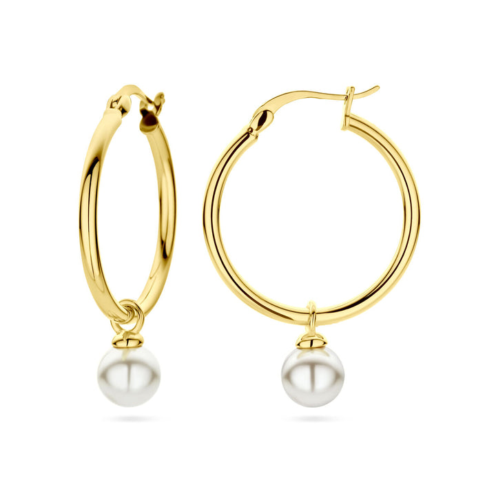 earrings synth. pearl 1 micron silver gold plated (yellow)