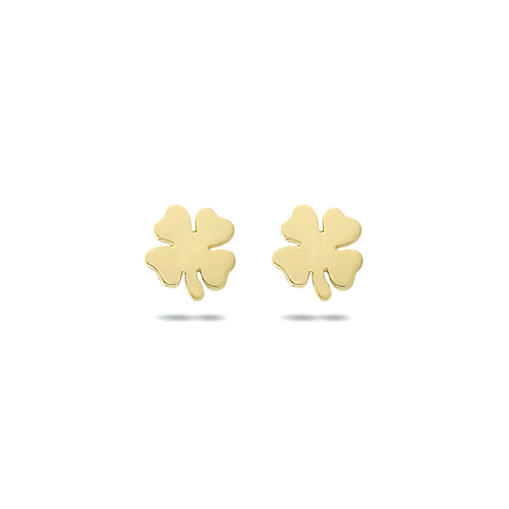 clover ear studs 14K yellow gold