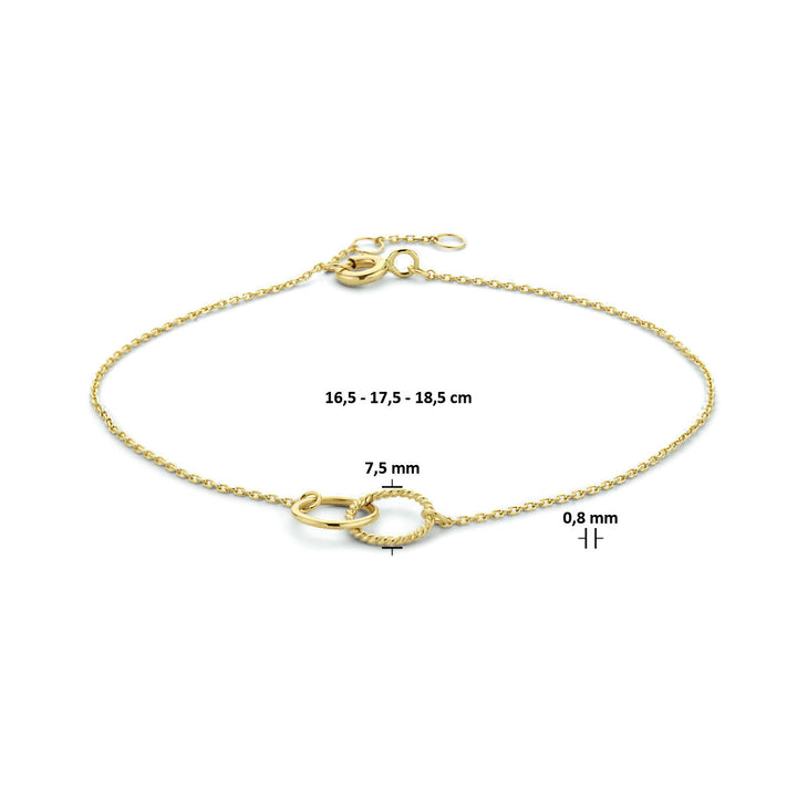 armband rond 16,5 - 17,5 - 18,5 cm 14K geelgoud