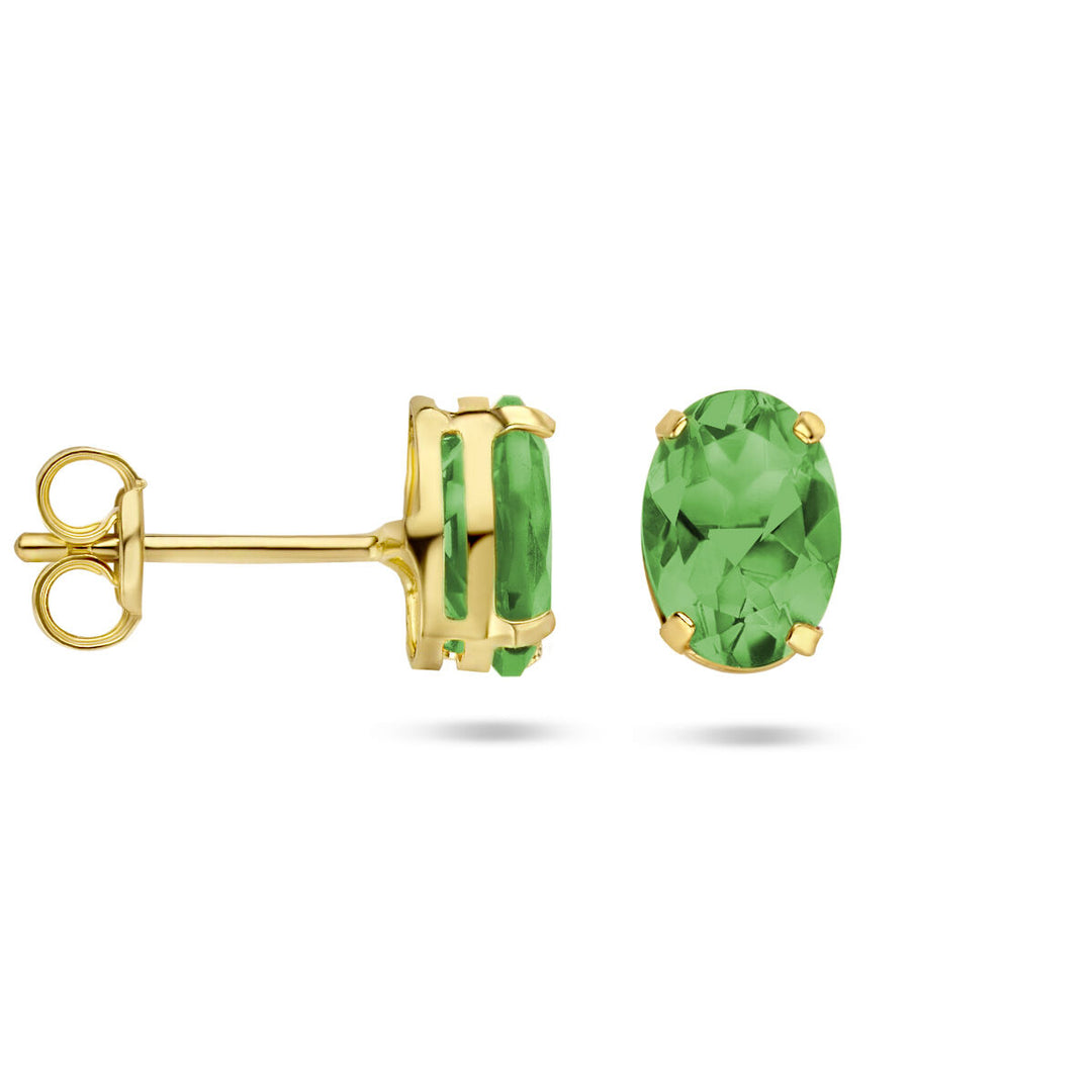 ear studs green agate 14K yellow gold